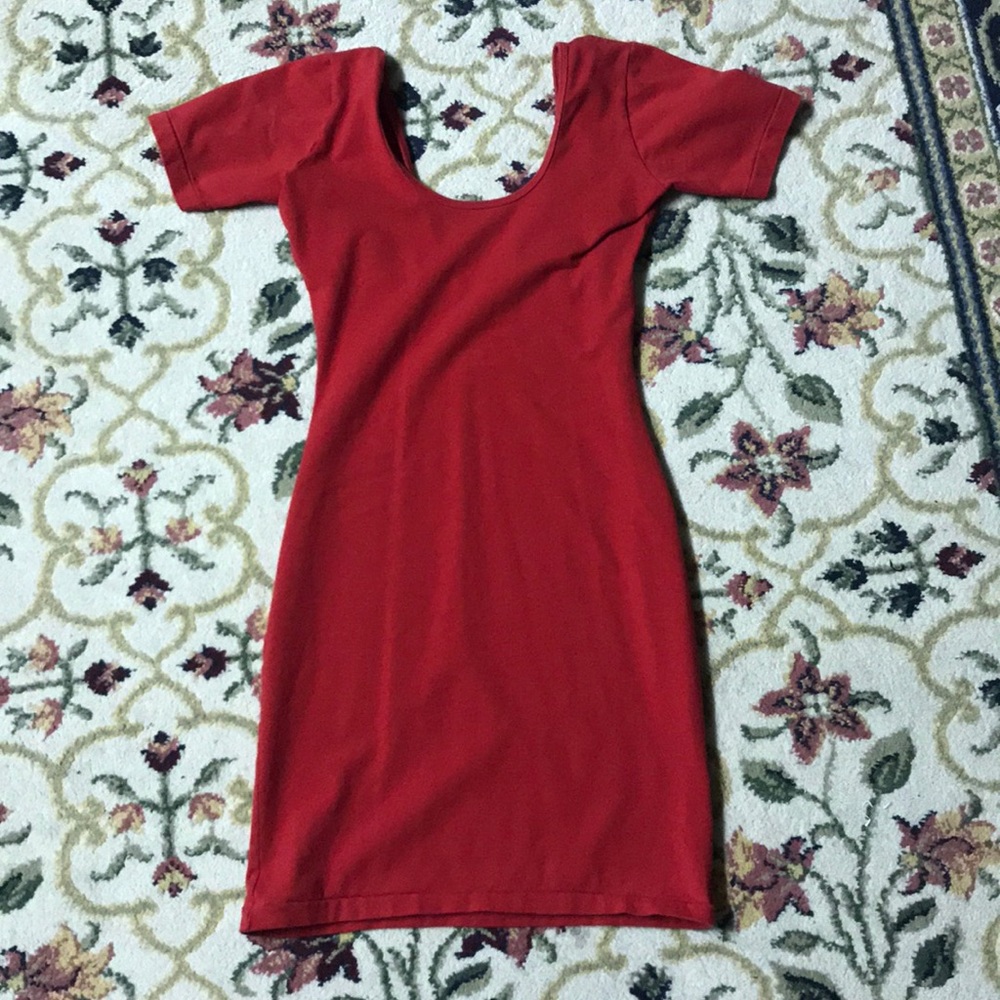 American apparel red fitted tee shirt dress